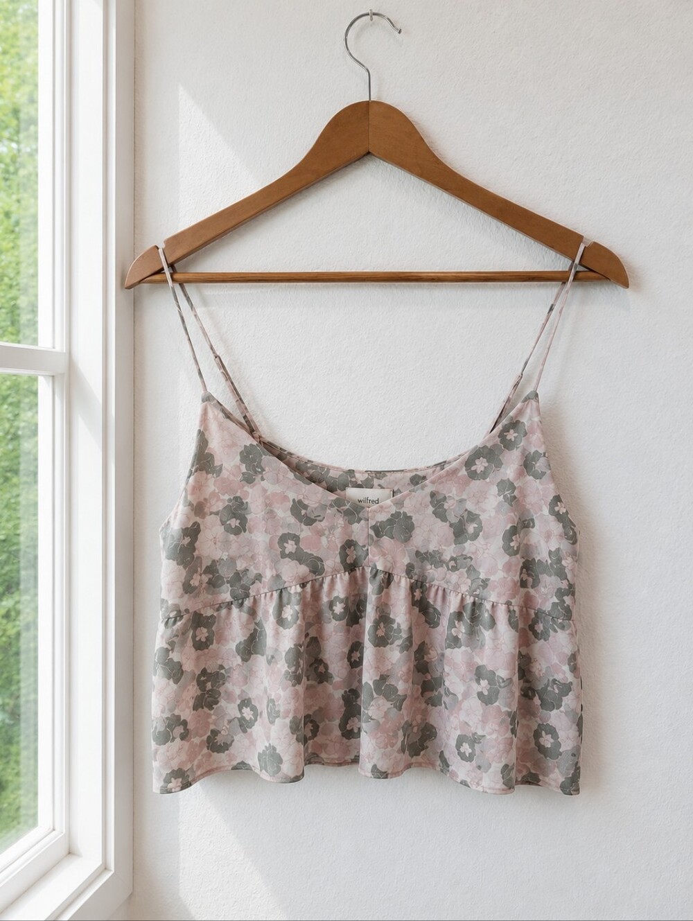 Wilfred Aritzia Floral Babydoll Cami Tank Top Pink Gray Size Medium